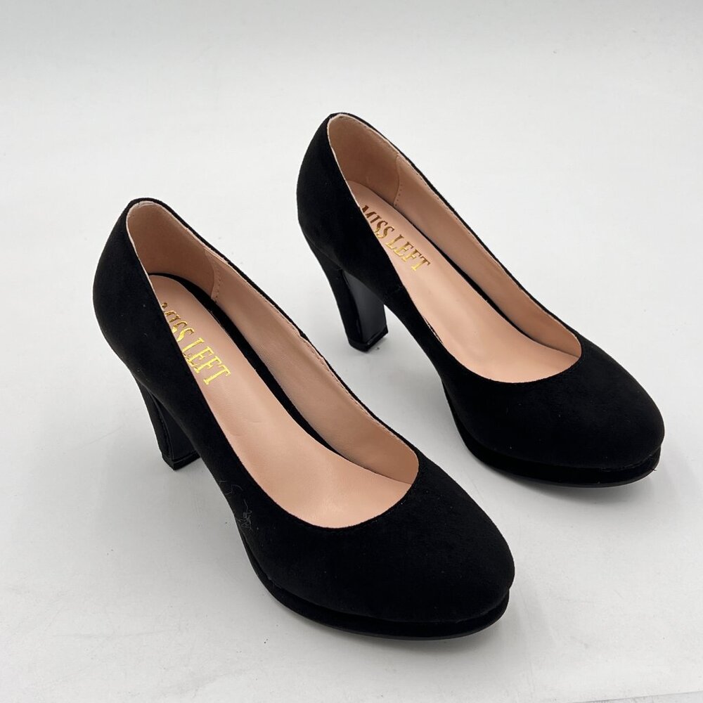 Women's Low Platform High Chunky Heeled Slip On Closed Round Toe Pump Elegant